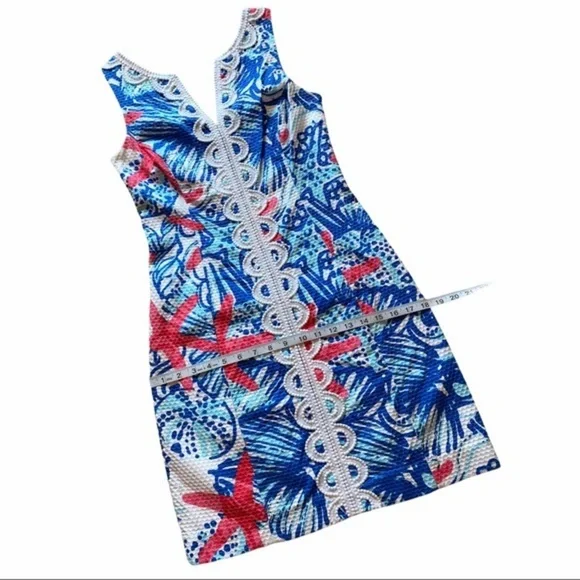 Lilly Pulitzer Size 0 She Shells Janice Shift Dress w/Lace Excellent Condition - Picture 12 of 16